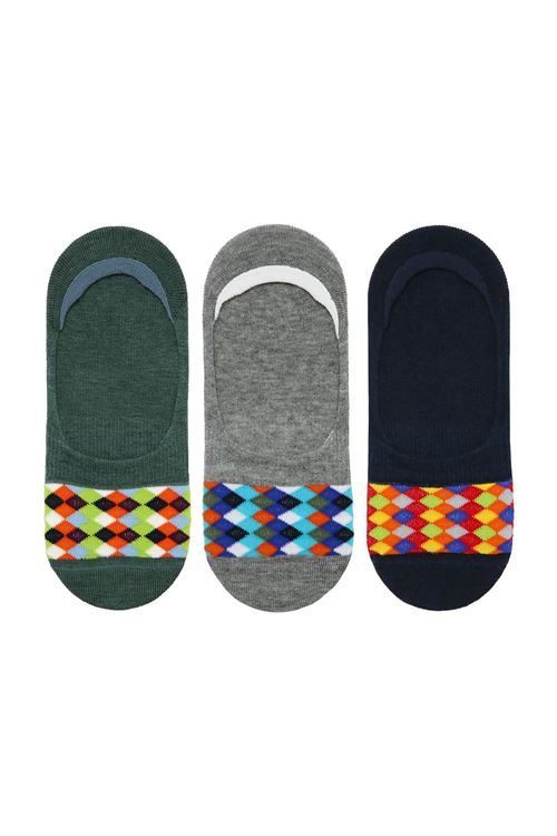 Checked Patterned Boys No Show Socks 12