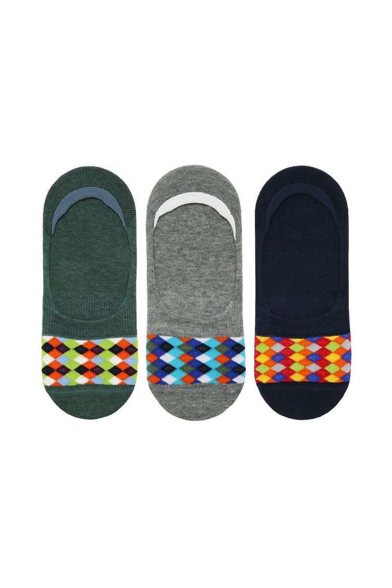 BROSS CHECKED PATTERNED BOYS NO SHOW SOCKS ASORTY