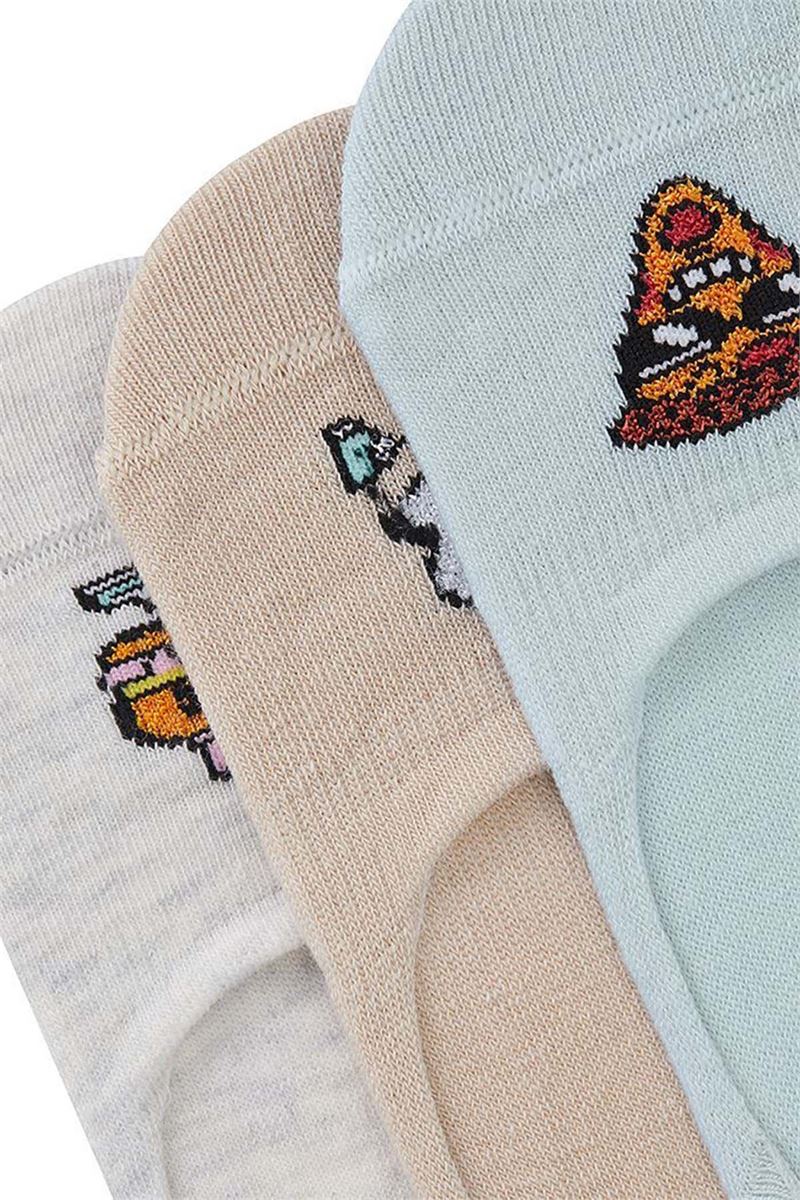 BROSS HAMBURGER PATTERNED BOYS  INVISIBLE SOCKS ASORTY