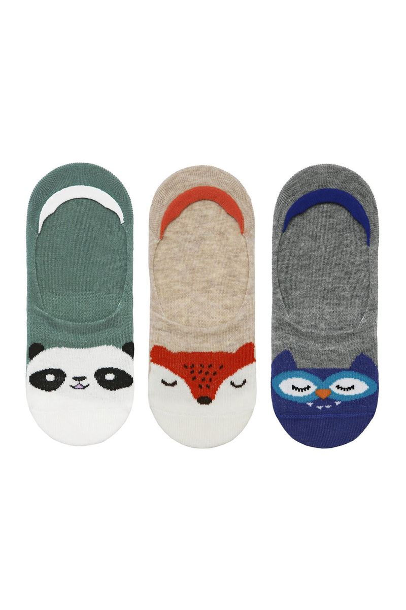 BROSS ANIMAL PATTERNED BOYS NO-SHOW SOCKS ASORTY