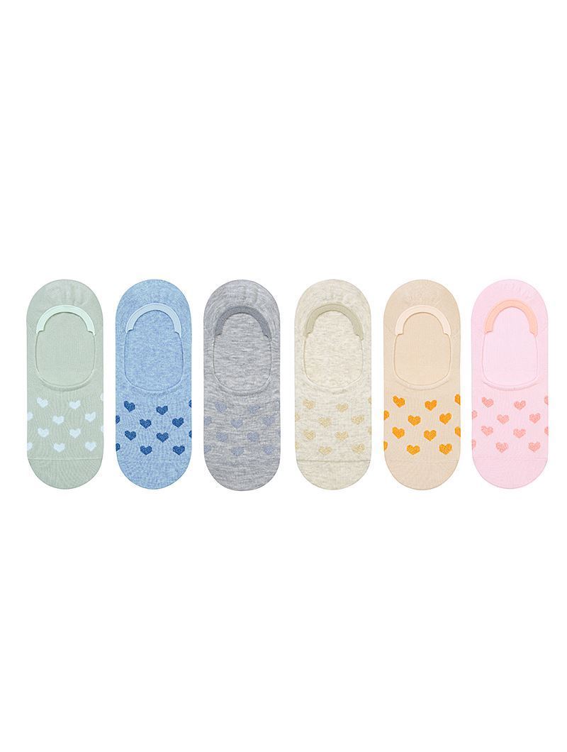 BROSS HEART PATTERNED  WOMEN S INVISIBLE SOCKS ASORTY