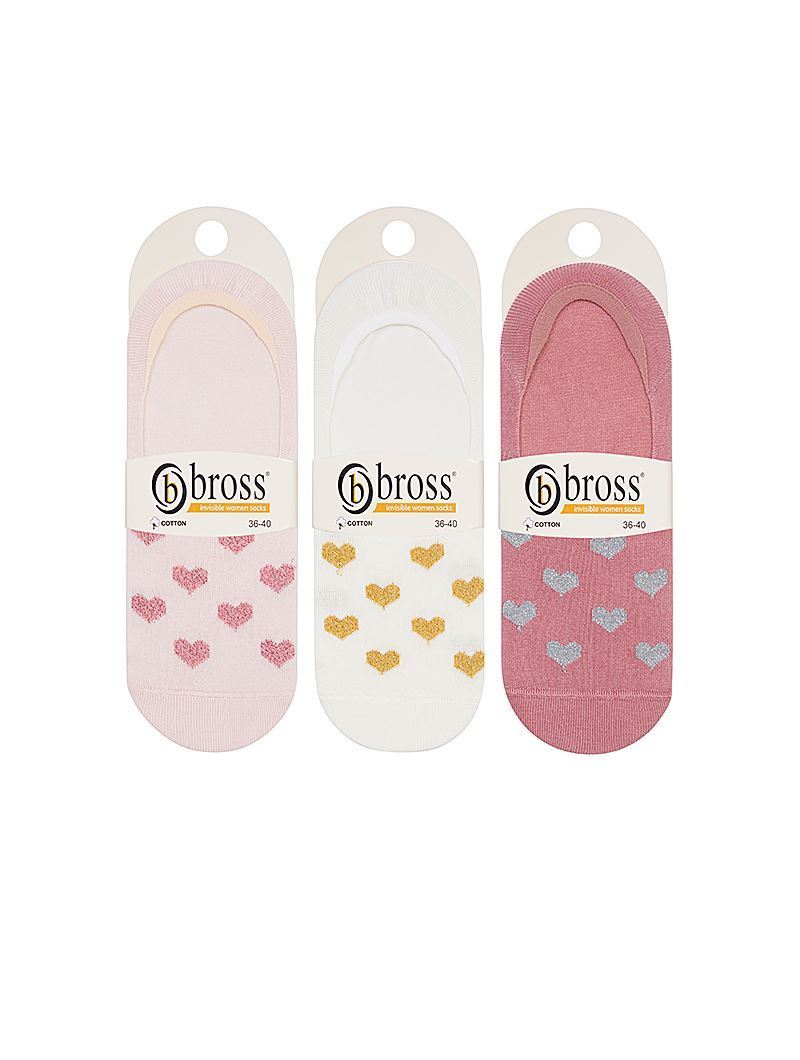 BROSS SVERY HEART PATTERNED WOMENS UNVISIBLE SOCKS ASORTY