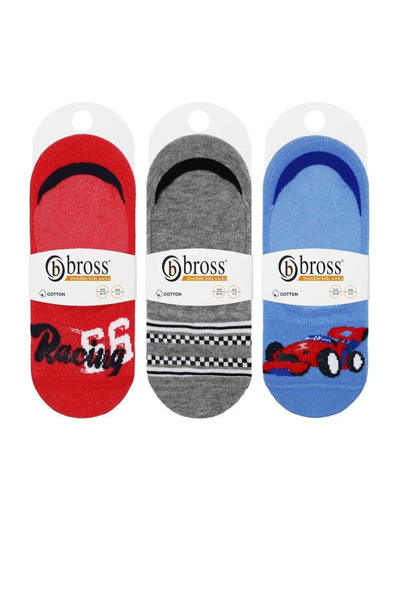BROSS RACE THEMED BOYS NO SHOW SOCKS ASORTY
