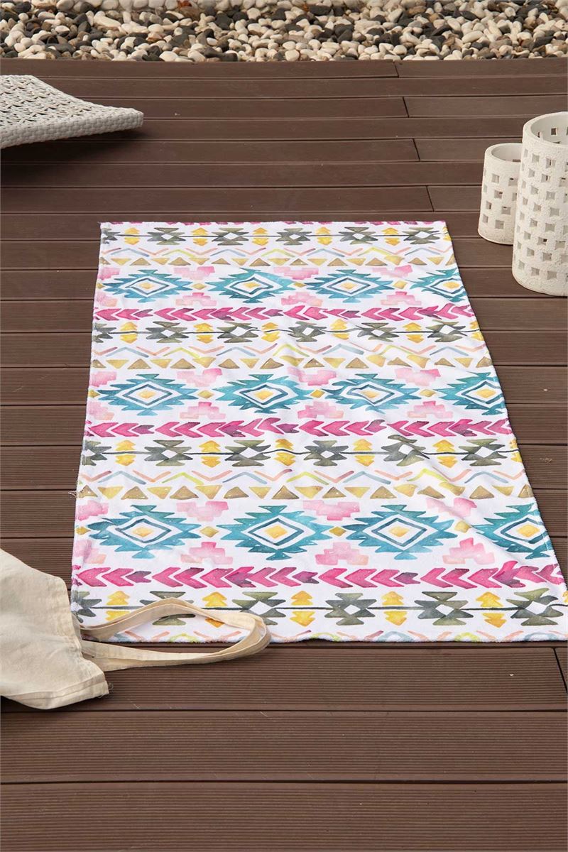 BROSS PATTERNED BEACH TOWEL 75X100 ECRU