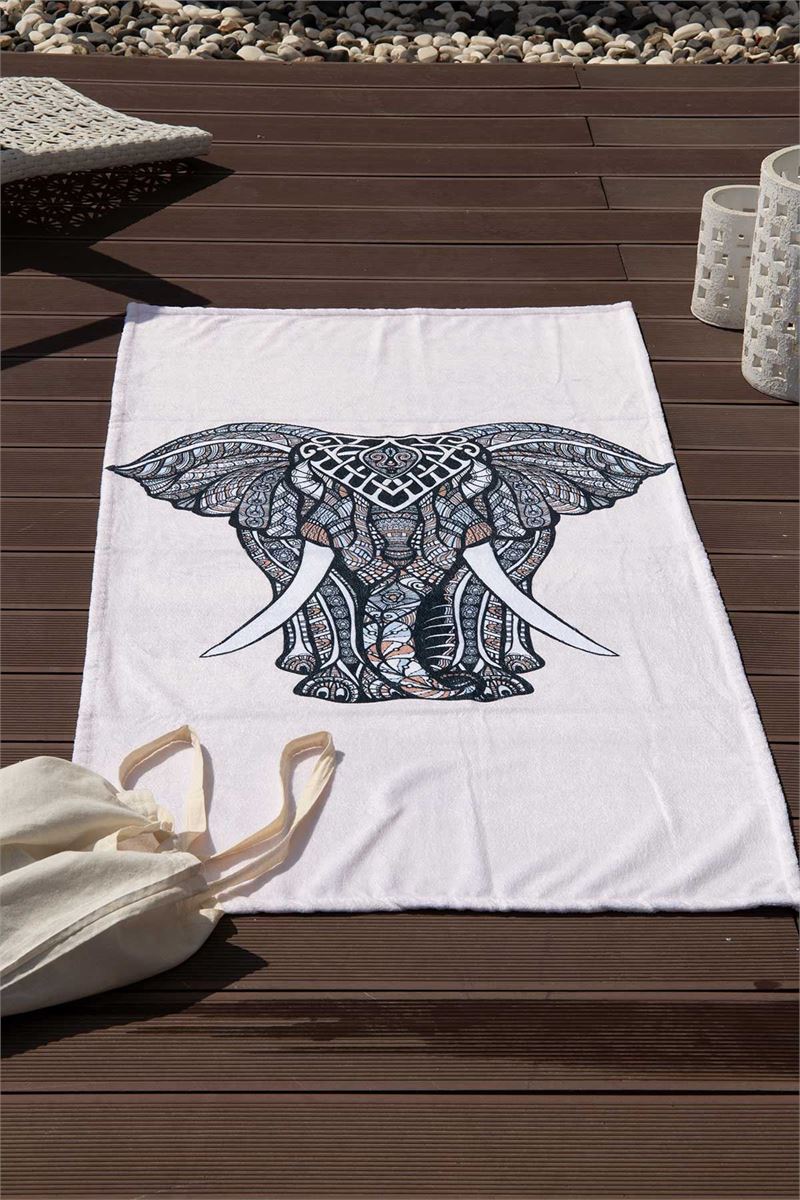 BROSS BROSS ELEPHANT PATTERN BEACH TOWEL 75X100 POWDER