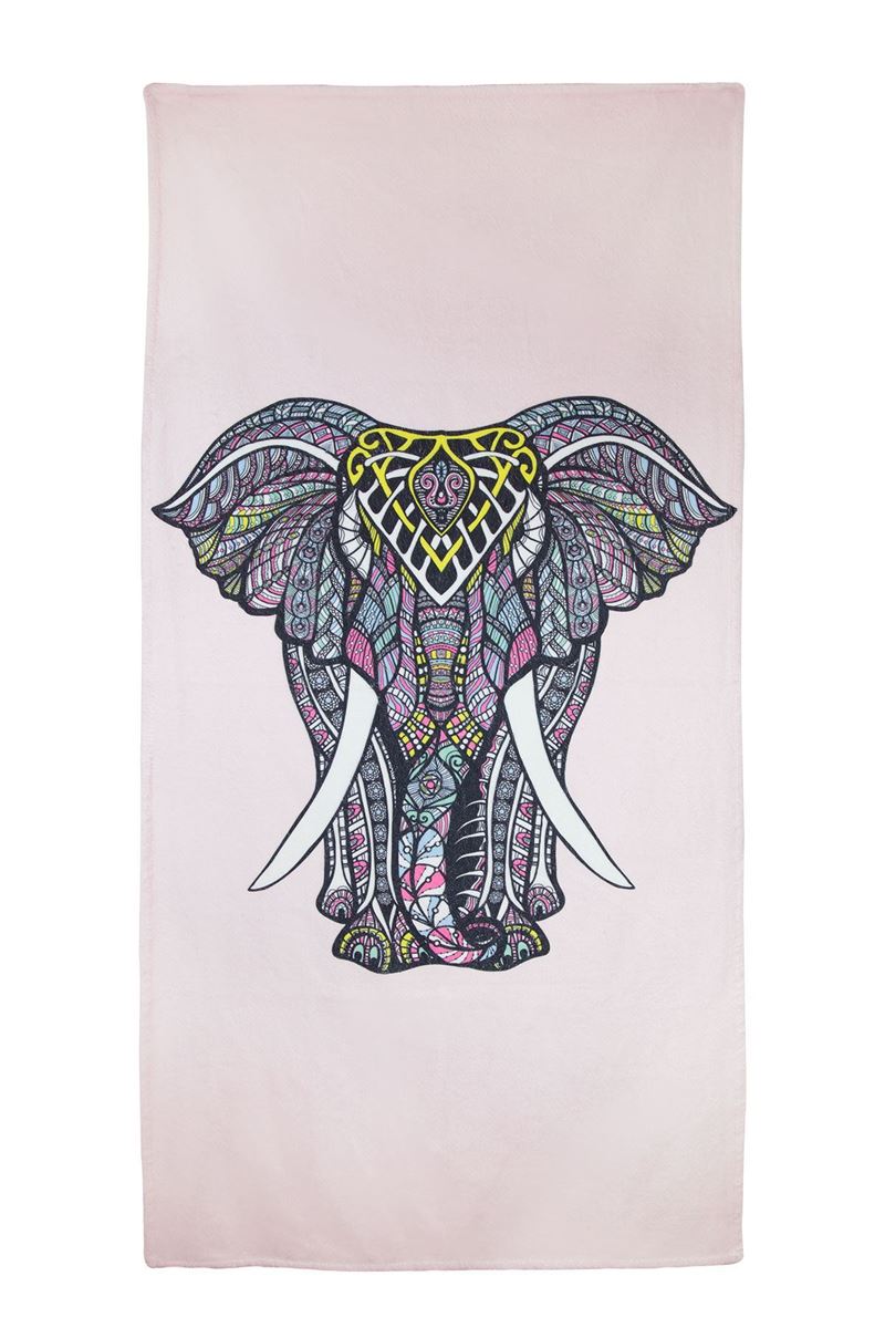 BROSS ELEPHANT PATTERN BEACH TOWEL 75X100 PINK