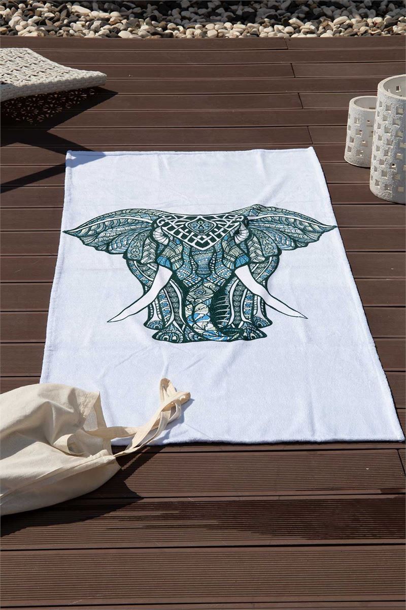 BROSS BROSS ELEPHANT PATTERN BEACH TOWEL 75X100 
