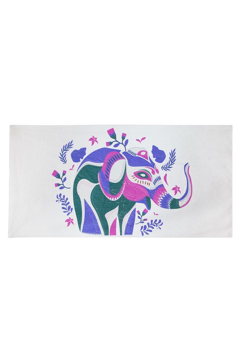 BROSS COLORFUL ELEPHANT PATTERN BEACH TOWEL 75X100 GREY