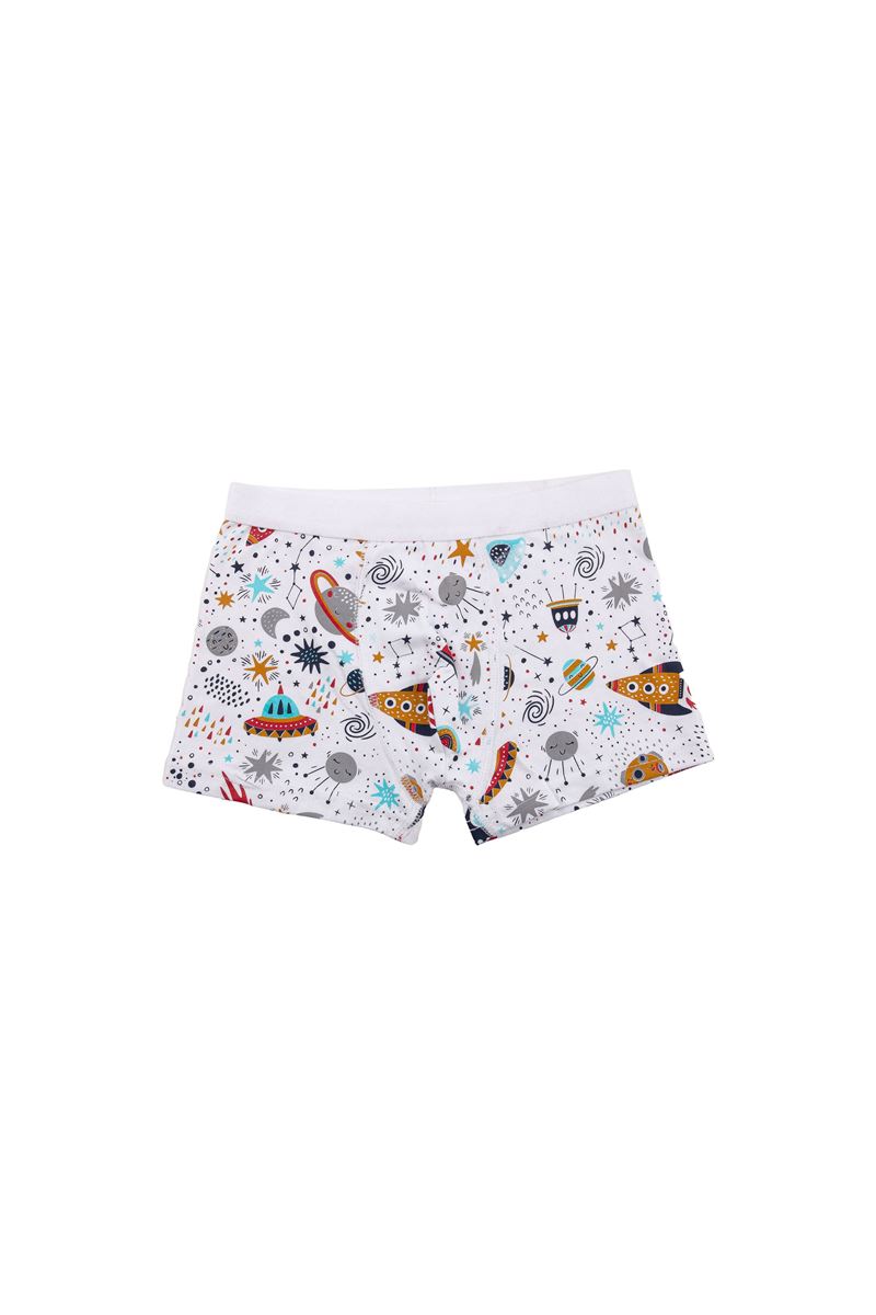 BROSS BOYS' SPACE VEST BOXER PACK WHITE