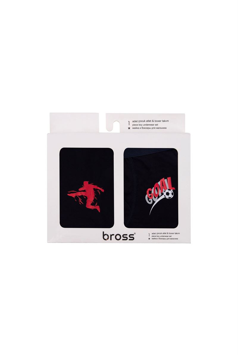 BROSS BOYS' FOOTBALL VEST BOXER PACK NAVY BLUE