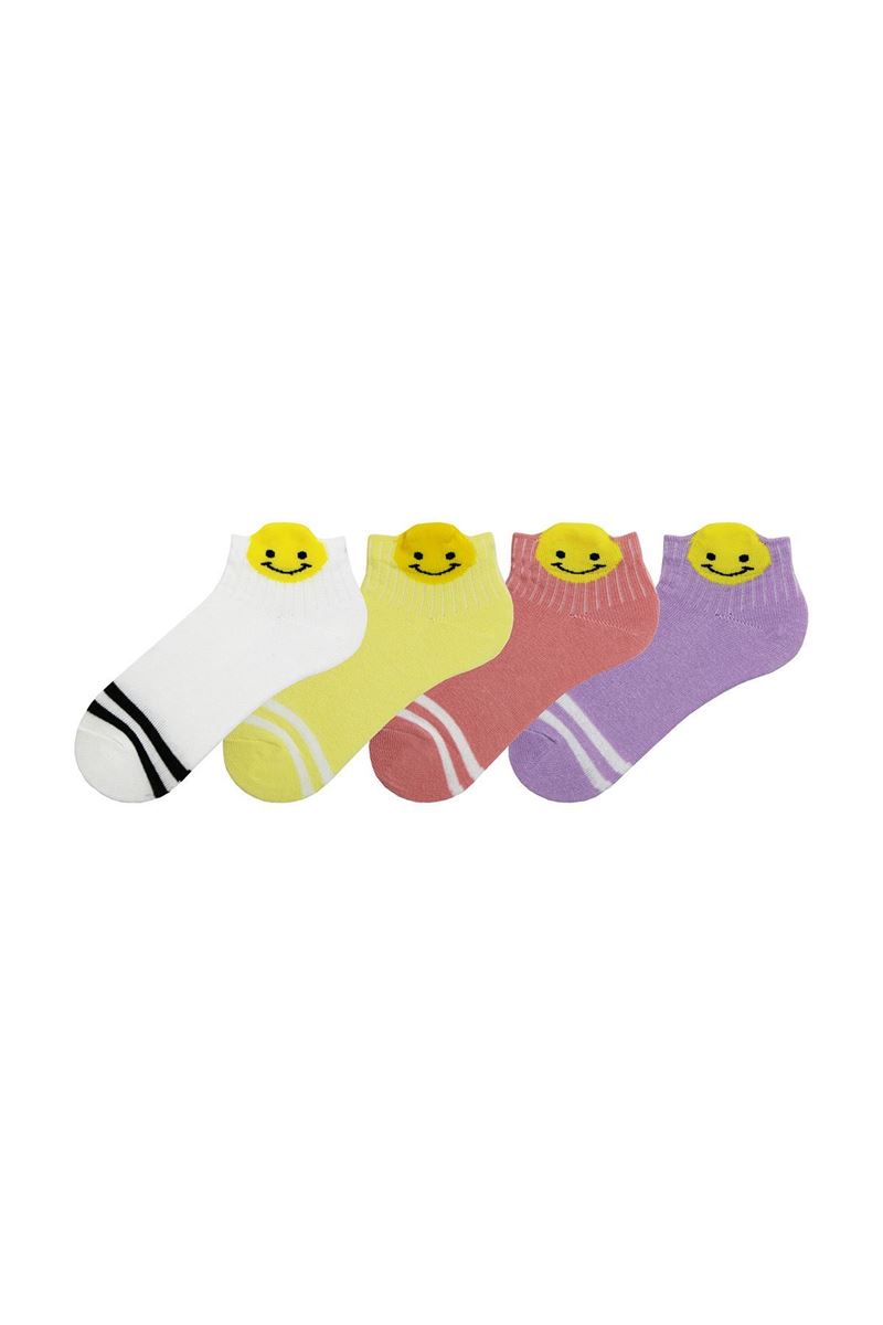 BROSS 3D EMOJI PATTERNED GIRLS MID-CALF SOCKS ASORTY