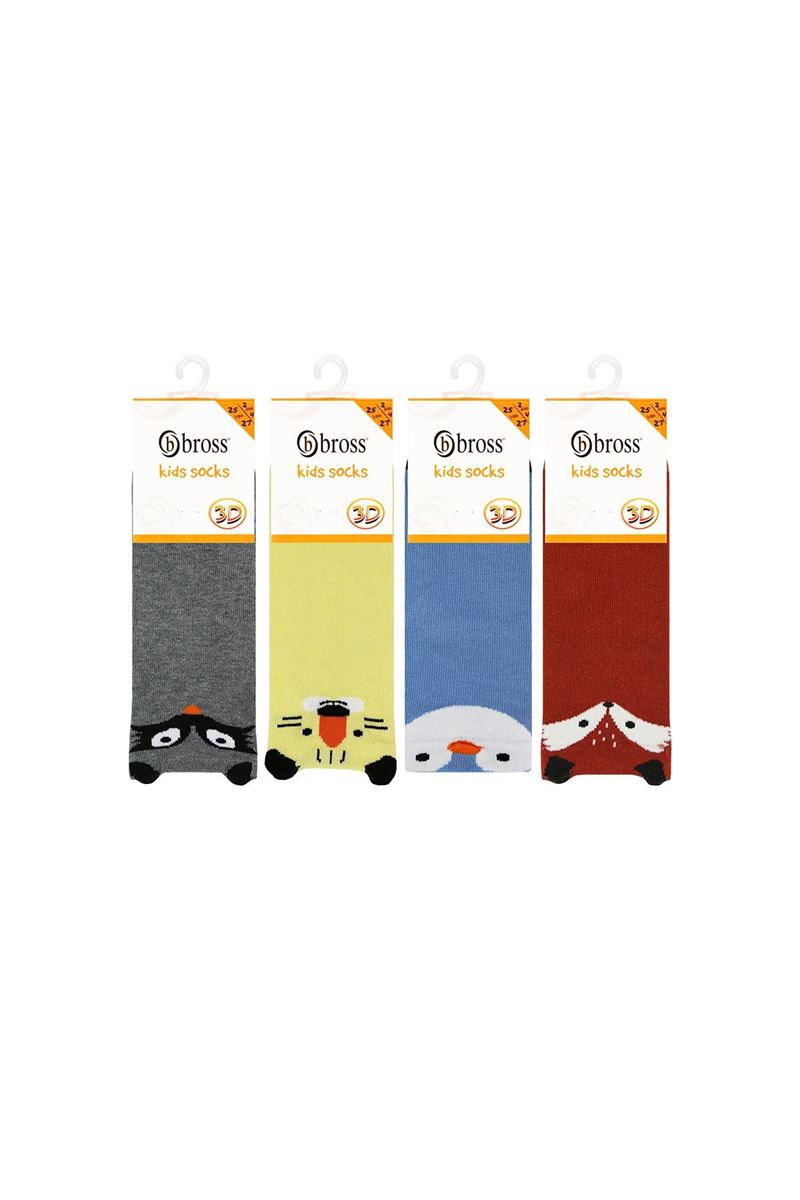 BROSS 3D ANIMAL PATTERNED BOYS SHORT-CALF SOCKS ASORTY
