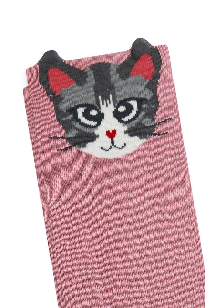BROSS 3D CAT PATTERNED WOMENS MID-CALF SOCKS ASORTY