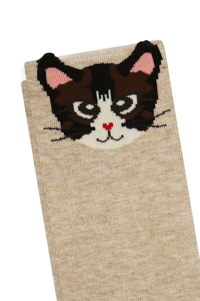 BROSS 3D CAT PATTERNED WOMENS MID-CALF SOCKS ASORTY