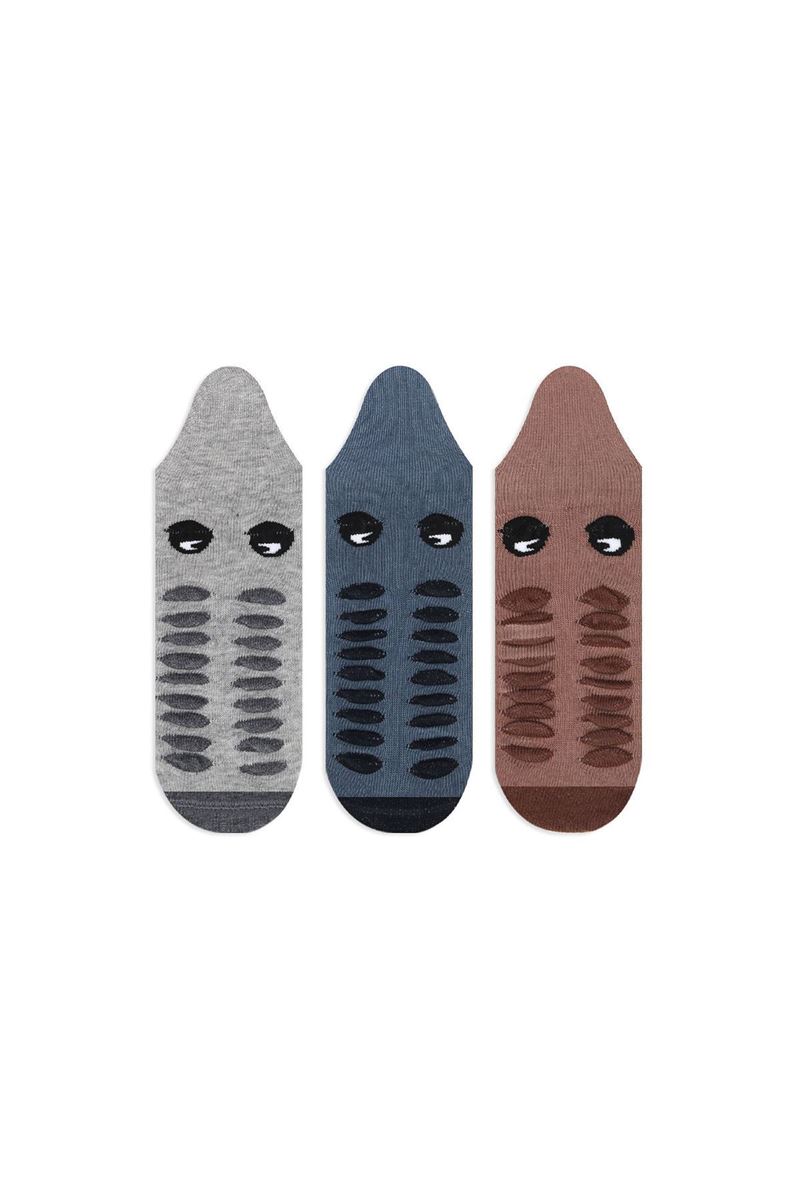 BROSS 3D CROCODILE PATTERNED BOYS SHORT-CALF SOCKS ASORTY