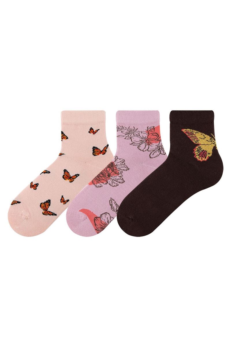 BROSS WOMAN MID-CALF SOCKS BUTTERFLY PATTERNED ASORTY