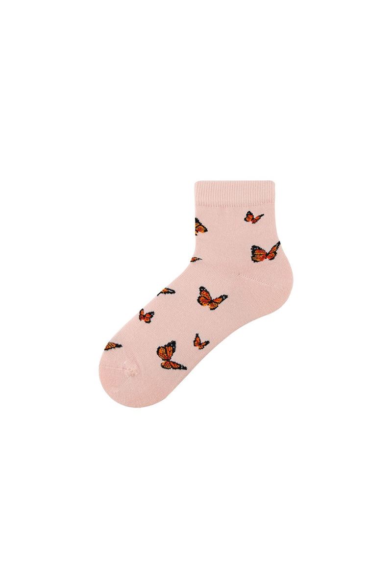 BROSS WOMAN MID-CALF SOCKS BUTTERFLY PATTERNED ASORTY