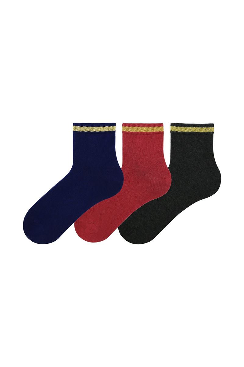 BROSS GLITTERY CIRCLE PATTERNED WOMENS MID-CALF SOCKS ASORTY