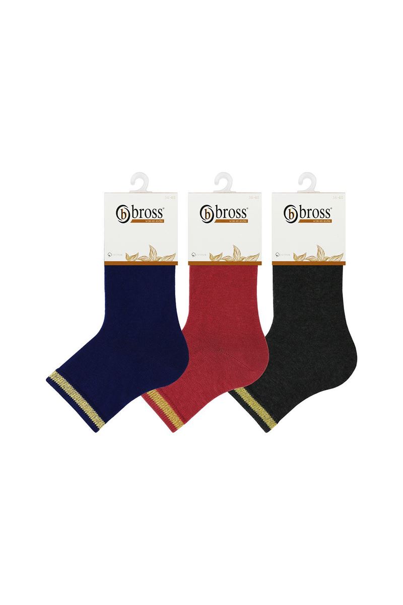 BROSS GLITTERY CIRCLE PATTERNED WOMENS MID-CALF SOCKS ASORTY