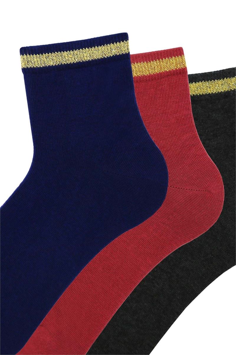 BROSS GLITTERY CIRCLE PATTERNED WOMENS MID-CALF SOCKS ASORTY