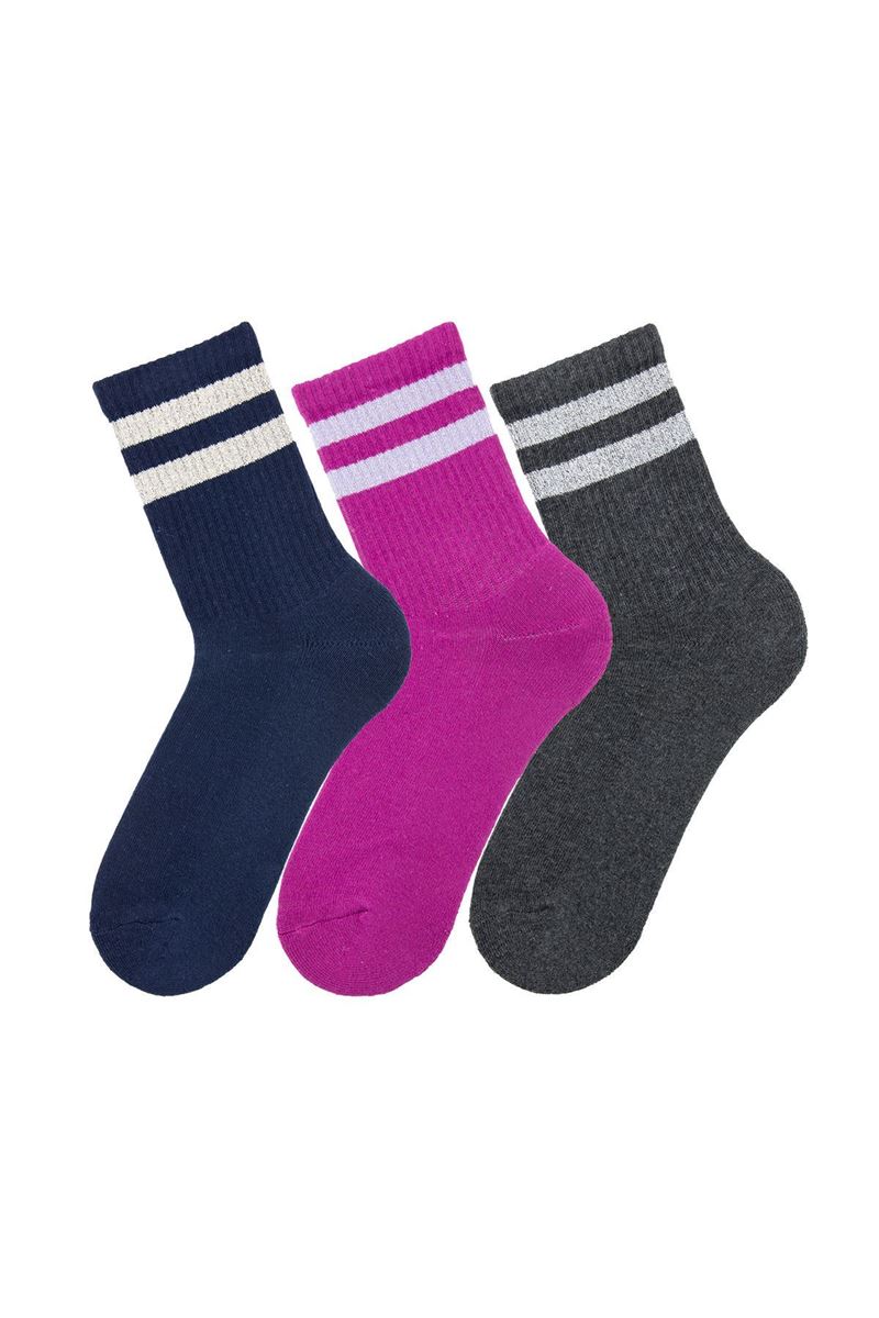 RUBBER CIRCLE PATTERNED WOMEN MID-CALF TERRY SOCK