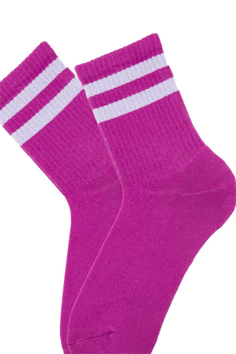 RUBBER CIRCLE PATTERNED WOMEN MID-CALF TERRY SOCK