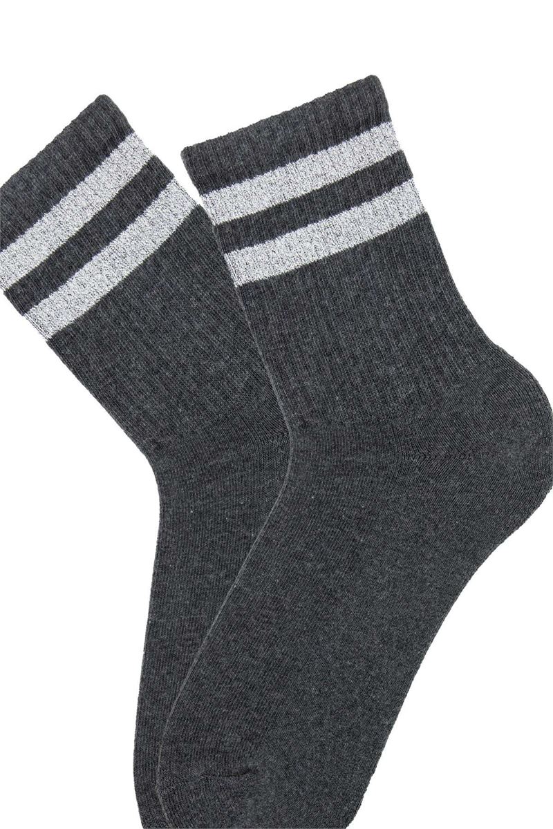 RUBBER CIRCLE PATTERNED WOMEN MID-CALF TERRY SOCK