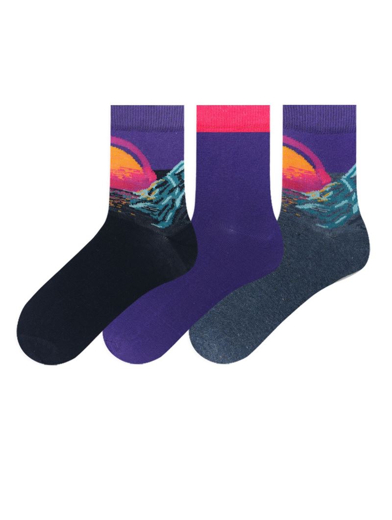 BROSS LANDSCAPE PATTERNED WOMENS MID-CALF SOCKS ASORTY