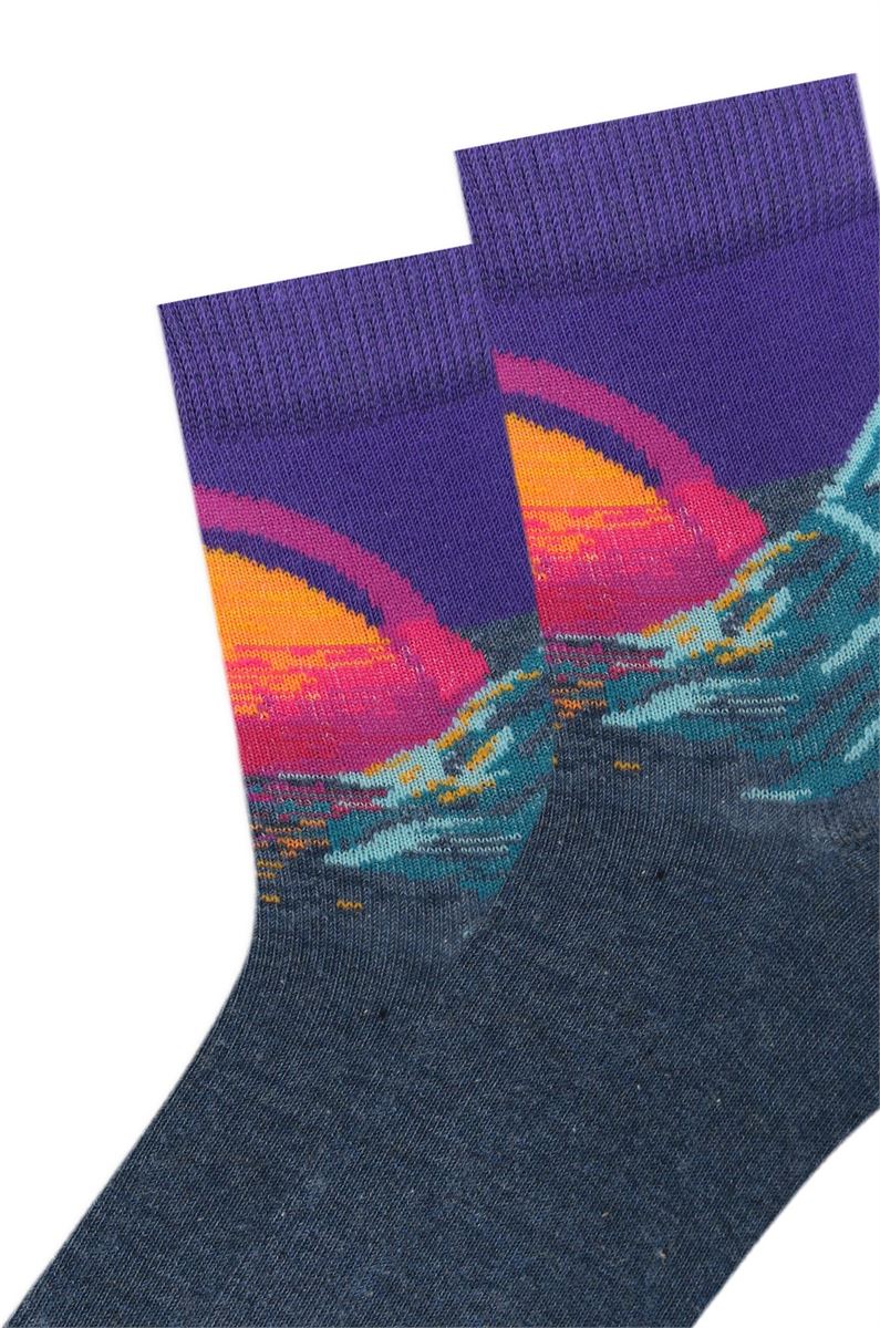BROSS LANDSCAPE PATTERNED WOMENS MID-CALF SOCKS ASORTY