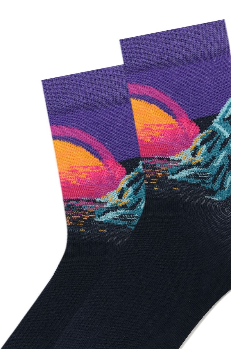 BROSS LANDSCAPE PATTERNED WOMENS MID-CALF SOCKS ASORTY