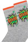 SLOGAN PATTERNED BOYS HALF TOWEL FABRIC SOCKS