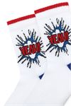 SLOGAN PATTERNED BOYS HALF TOWEL FABRIC SOCKS