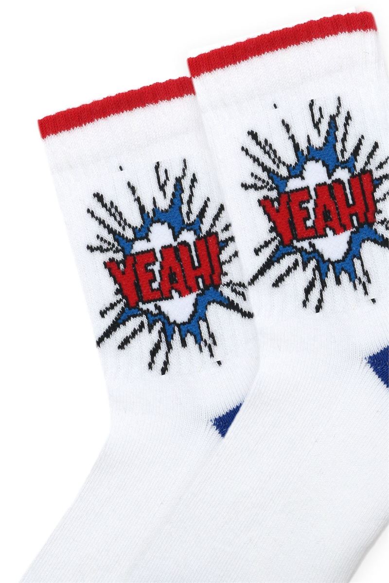 BROSS SLOGAN PATTERNED BOYS HALF TOWEL FABRIC SOCKS ASORTY