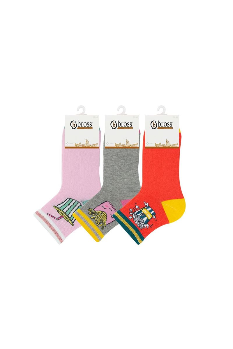 BROSS FOOD PATTERNED MID-CALF WOMENS SOCKS ASORTY