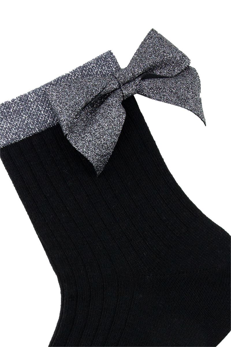 WOMENS' SILVERY ACCESSORIES MID-CALF SOCKS BLACK