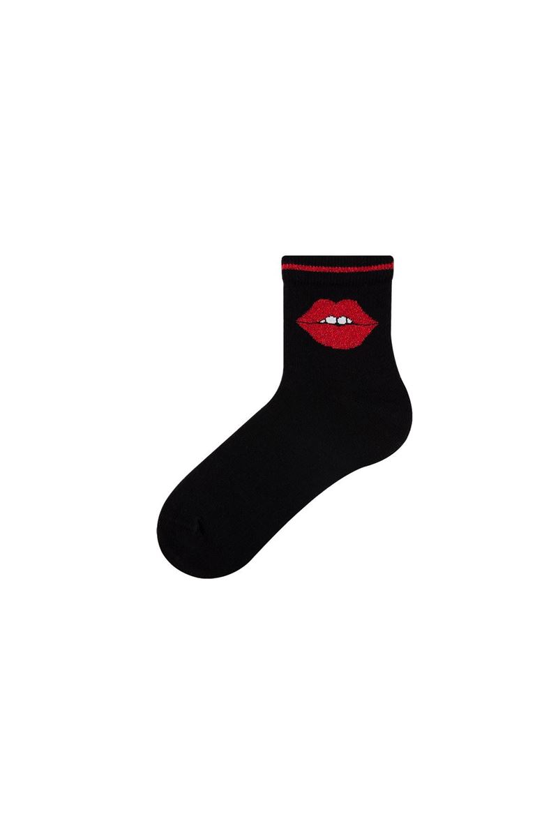 WOMEN LIPS PATTERN MID-CALF SOCKS ASORTY