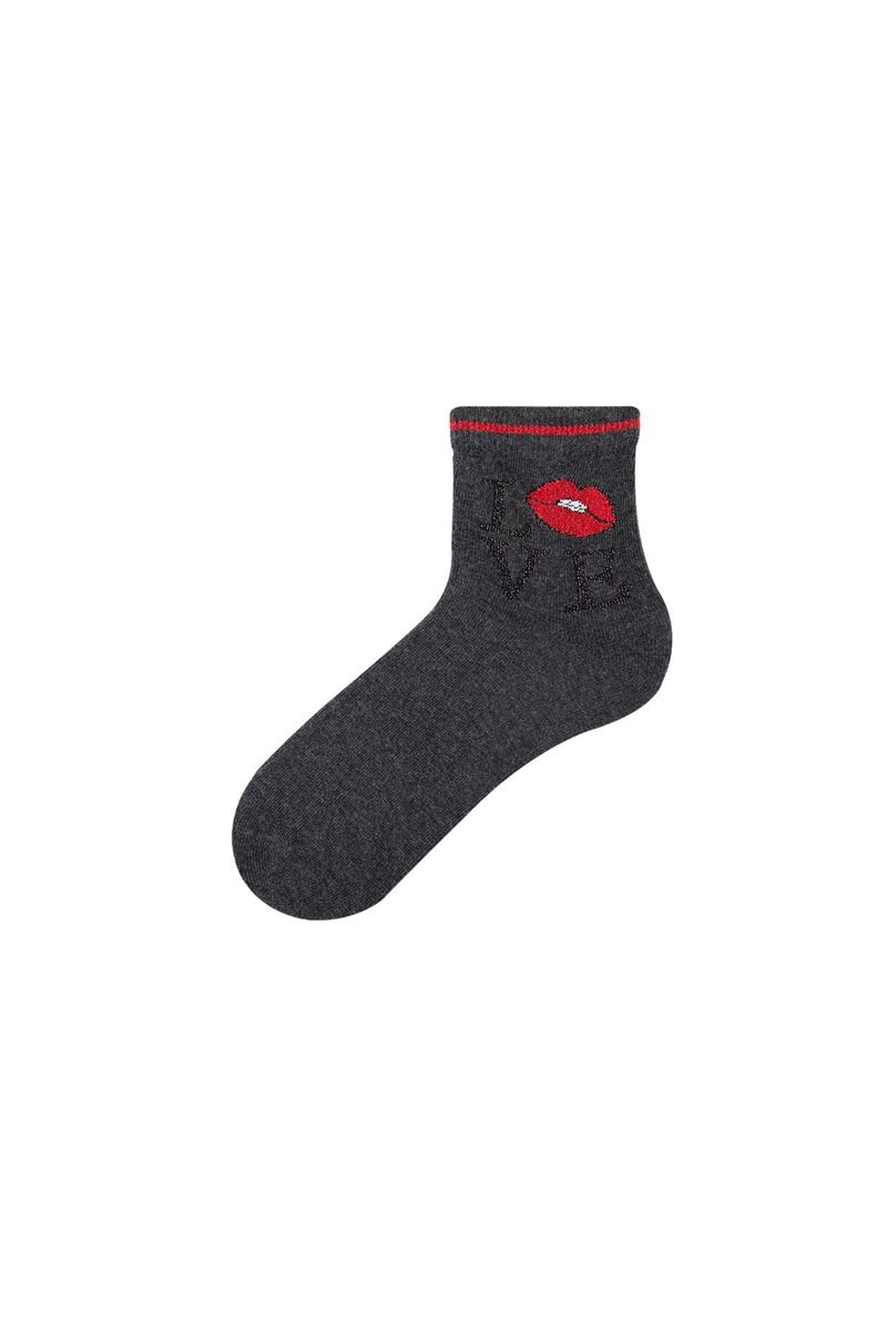 WOMEN LIPS PATTERN MID-CALF SOCKS ASORTY