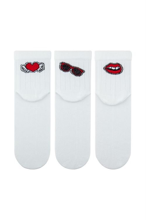 Women Red Mid-Calf Socks 12