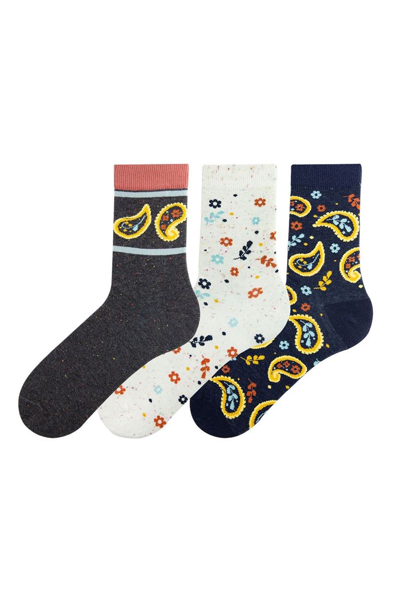 BROSS BROSS PATTERNED CREW SOCKS ASORTY