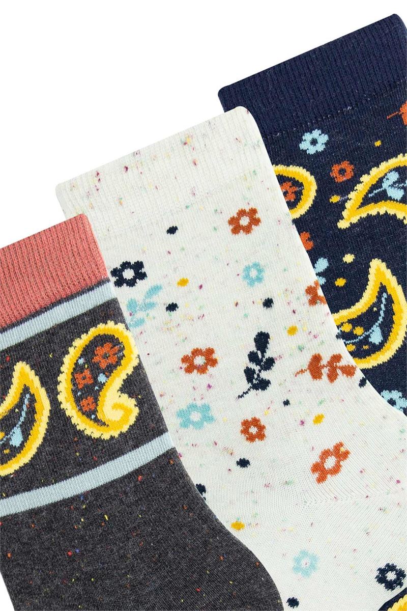 BROSS BROSS PATTERNED CREW SOCKS ASORTY