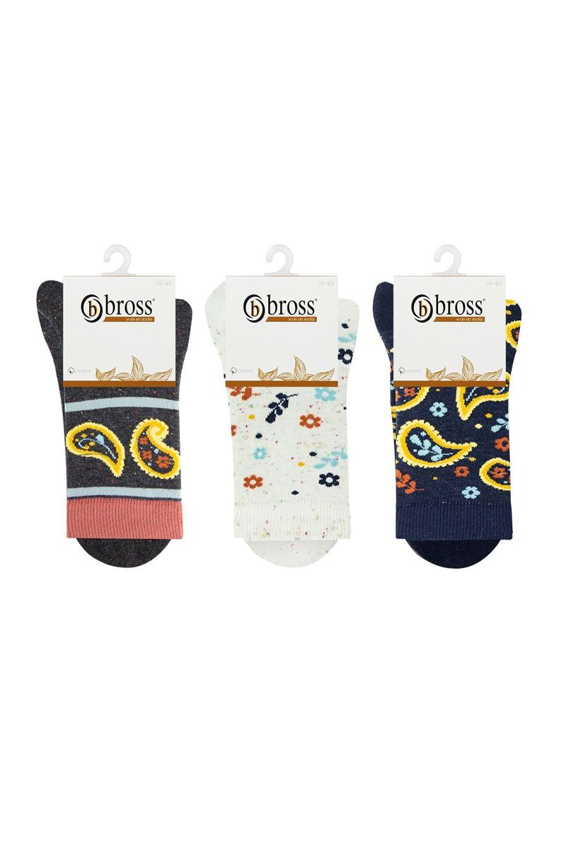 BROSS PATTERNED CREW SOCKS ASORTY