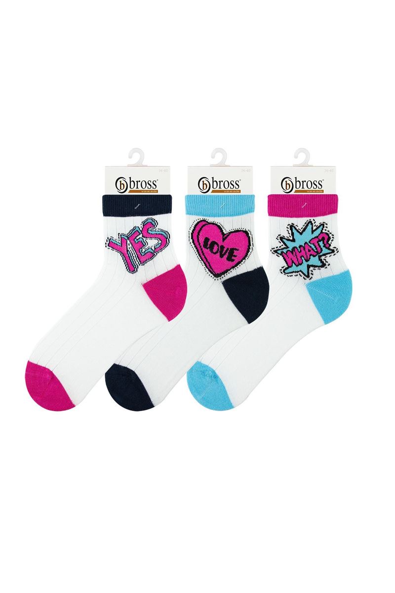 WOMEN STICKER PATTERN MID-CALF SOCKS ASORTY