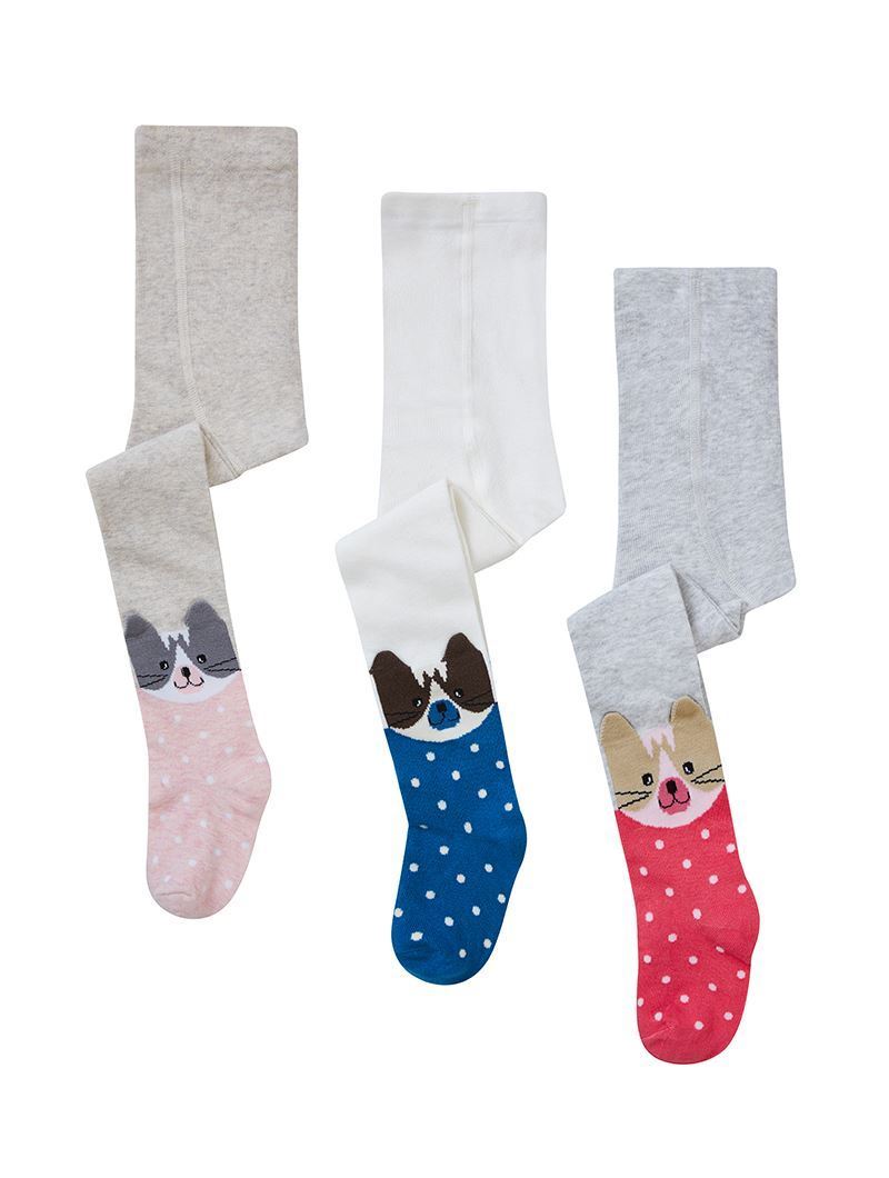 BROSS 3D CAT PATTERNED BABY GIRLS  + KIDS  TIGHTS ASORTY