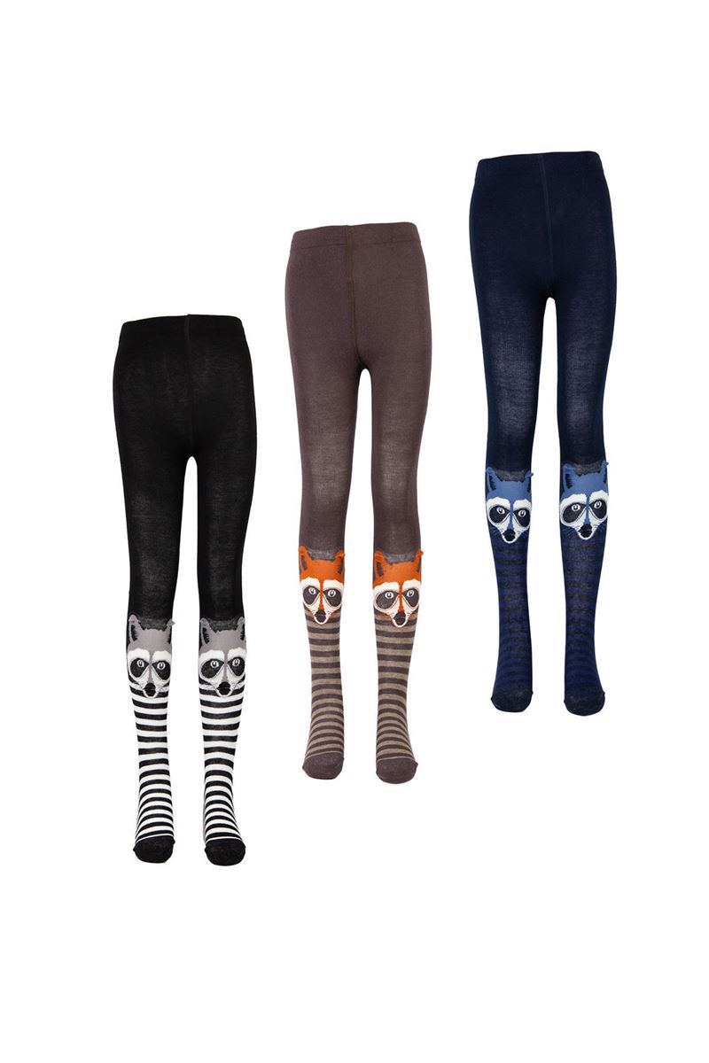 BROSS 3D RACCOON PATTERNED BABY BOYS  TIGHTS ASORTY