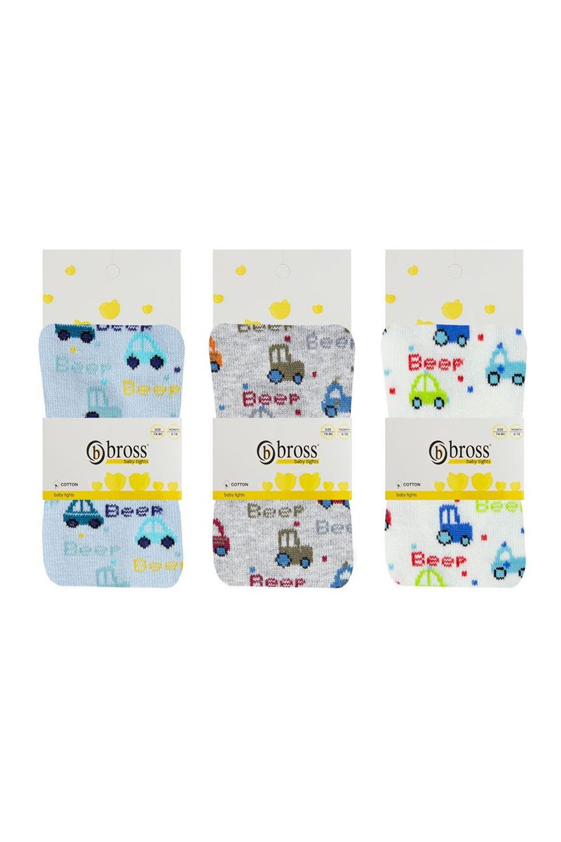 BROSS CAR PATTERNED BABY BOYS TIGHTS ASORTY