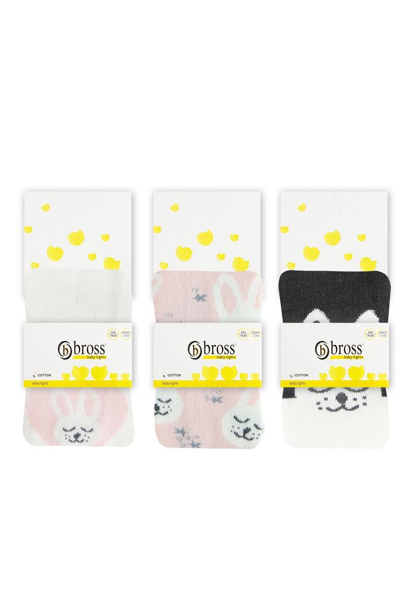 BROSS BUNNY PATTERN BABY GIRL TIGHTS ASORTY