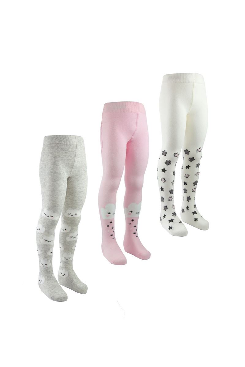 BABY GIRL TIGHTS CLOUD PATTERNED ASORTY
