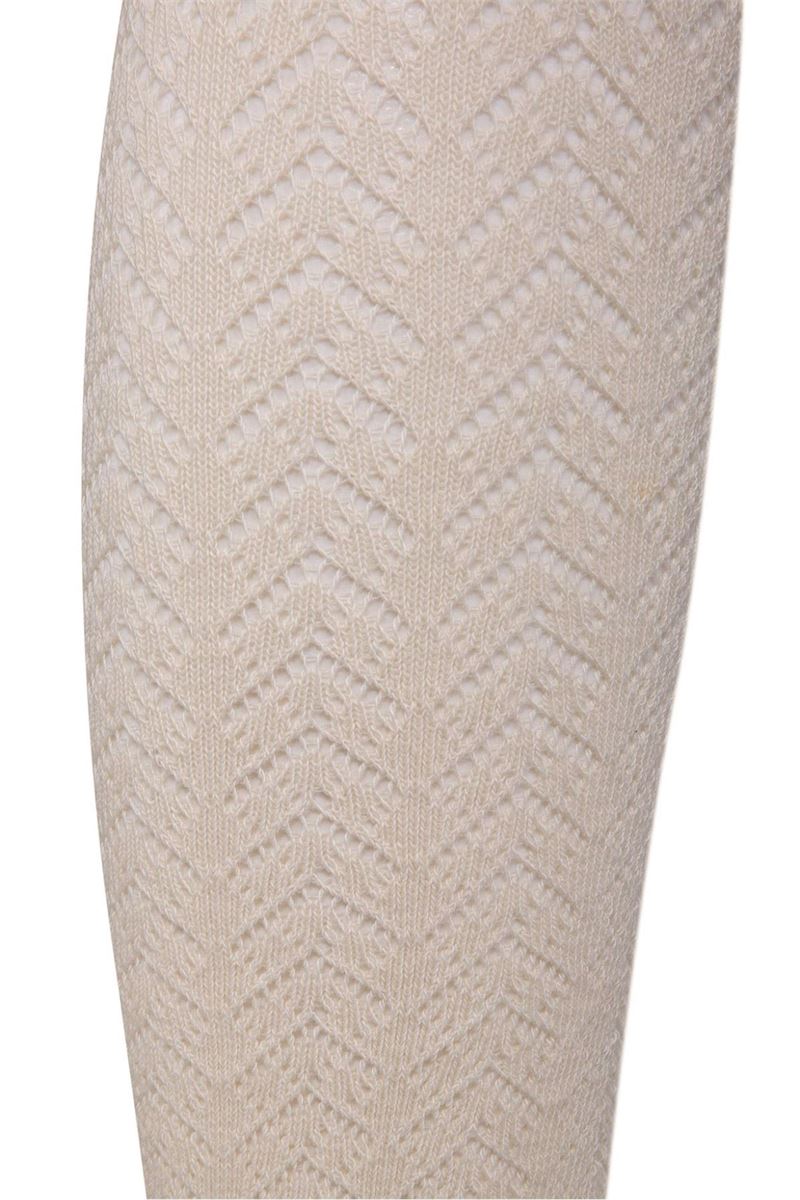 BROSS CHECKED PATTERNED GIRLS  NET TIGHTS ECRU
