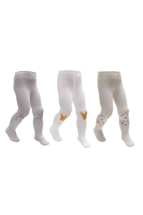 Rainbow, Cloud,Crown Patterned  Baby Girls Tights 6