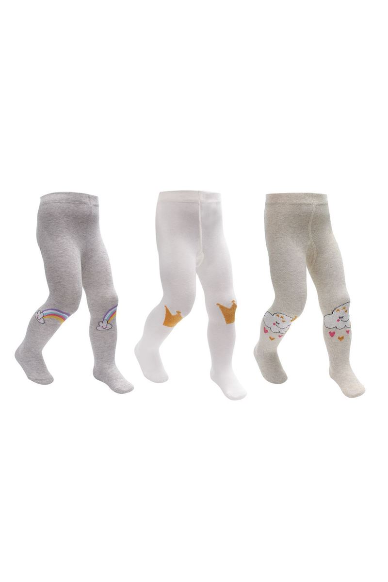 RAINBOW, CLOUD,CROWN PATTERNED  BABY GIRLS TIGHTS